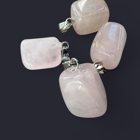 Rose Quartz Stone Pendant Necklace - Picture 3 of 4